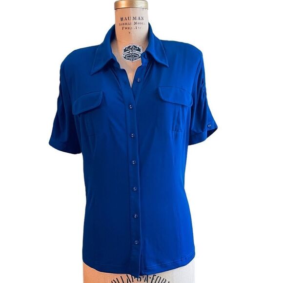 Soft Blue Short sleeve button down shirt - Picture 1 of 12